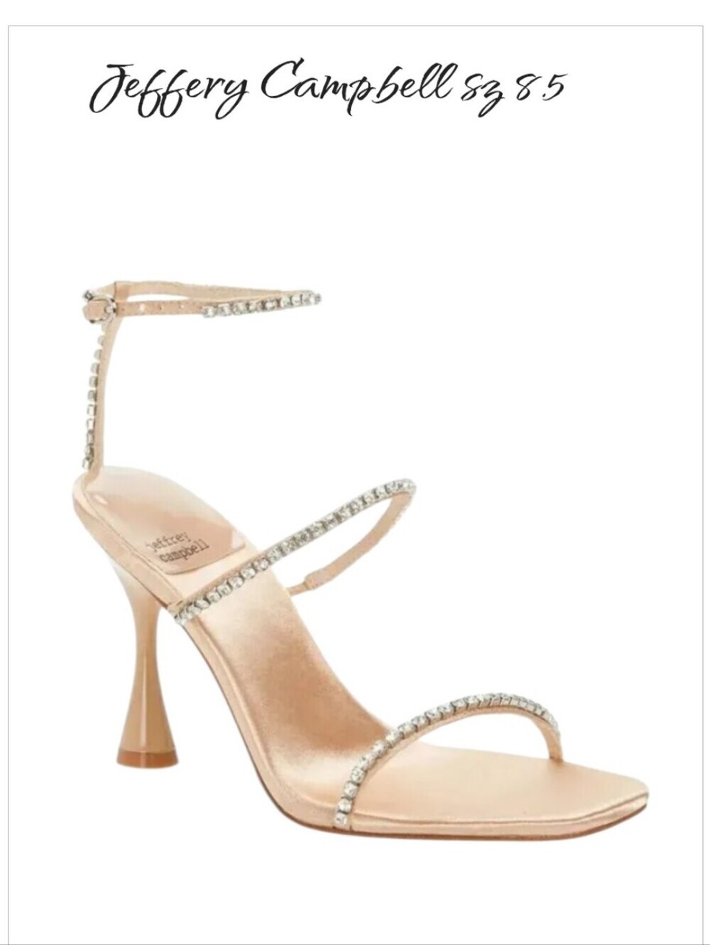 Jeffrey Campbell Demonica Rhinestone Ankle Strap Sandals Beige Suede Size 8.5